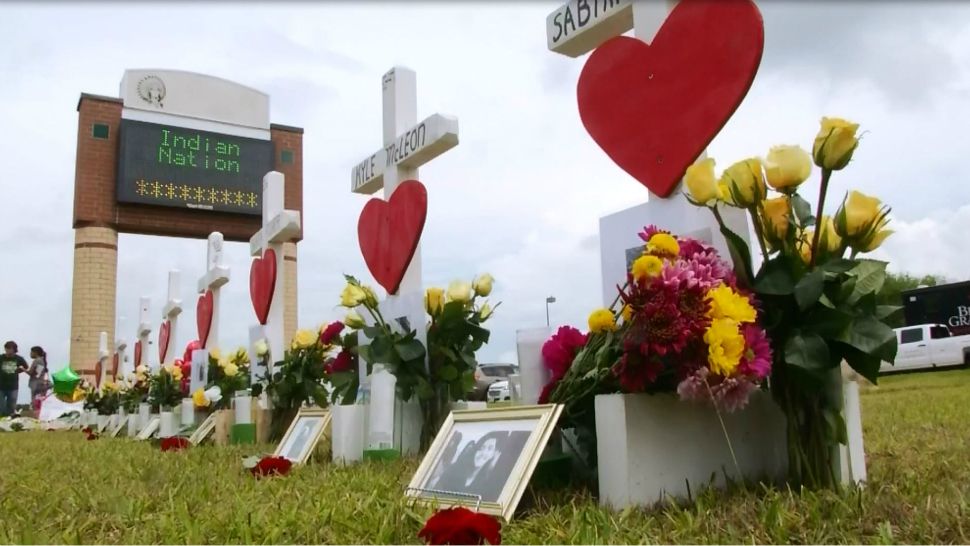 Memorial outside of Santa Fe High School (Spectrum News file footage)