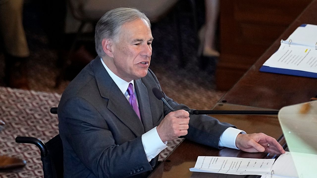 Texas Gov. Greg Abbott addresses the House Chamber at the Texas Capitol during the first day of the 88th Texas Legislative Session in Austin, Texas, Tuesday, Jan. 10, 2023. (AP Photo/Eric Gay)