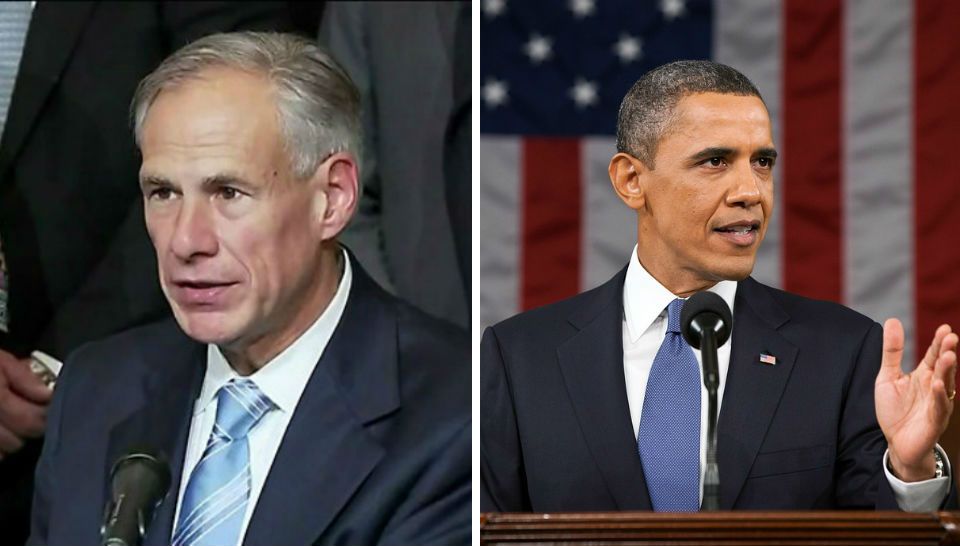 Texas Governor Greg Abbott (left), and former President Barack Obama (right)