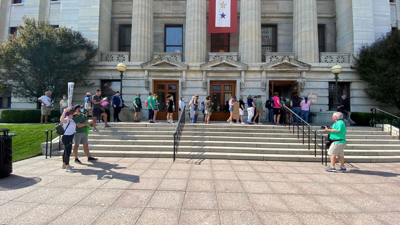 Abortion rights protestors gather outside the Ohio Statehouse in 2021. (File Photo)