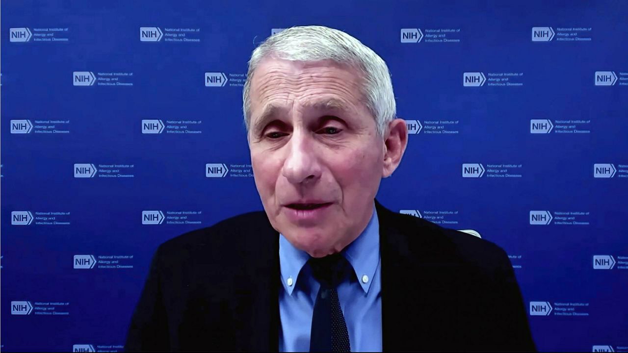 In this January image from video, Dr. Anthony Fauci, chief medical adviser to the president, speaks during a White House briefing on the Biden administration's response. (White House via AP)