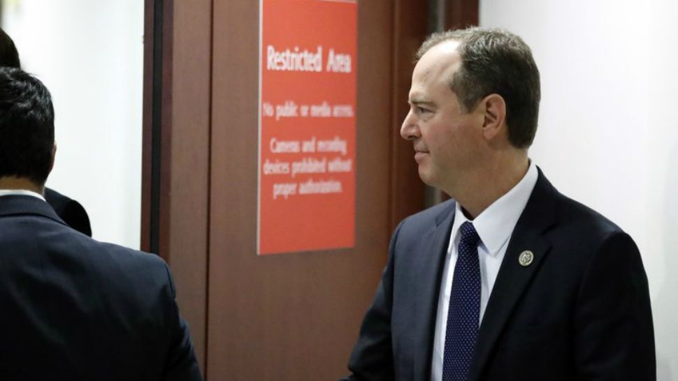 Rep. Adam Schiff, D-Calif., ranking member of the House Permanent Select Committee on Intelligence, arrives for a closed-door meeting of the committee on Capital Hill, Monday, Feb. 5, 2018 in Washington. (AP Photo/Alex Brandon)
