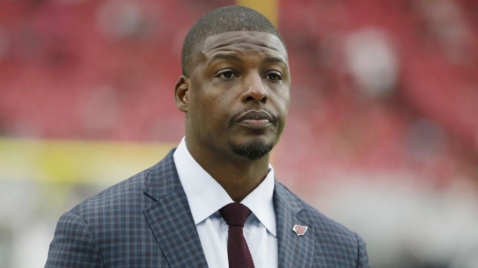 Arizona Cardinals Adrian Wilson during an NFL football game against the Atlanta Falcons, Sunday, Oct. 13, 2019, in Glendale, Ariz. Wilson was arrested in Arizona on June 1, 2024, on charges of assault, property damage and disorderly conduct, according to the Scottsdale Police Department. (AP Photo/Rick Scuteri, File)