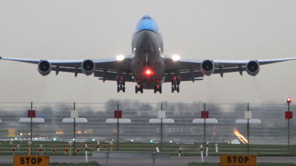 A commercial jet takes off at an airport. (File)