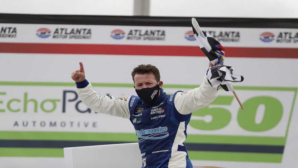 A.J. Allmendinger won by nearly two seconds over pole-sitter Noah Gragson in the Xfinity Series race at Atlanta Motor Speedway on Saturday.