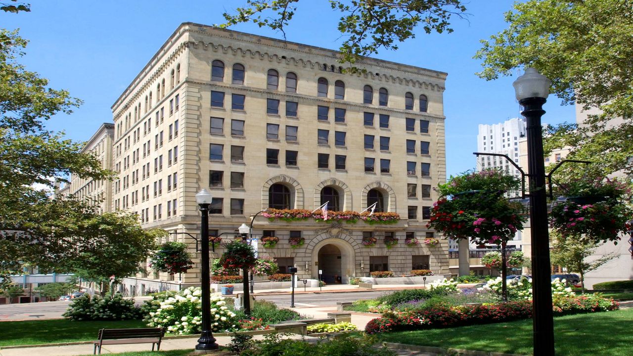 The Akron Municipal Building on High Street downtown. 