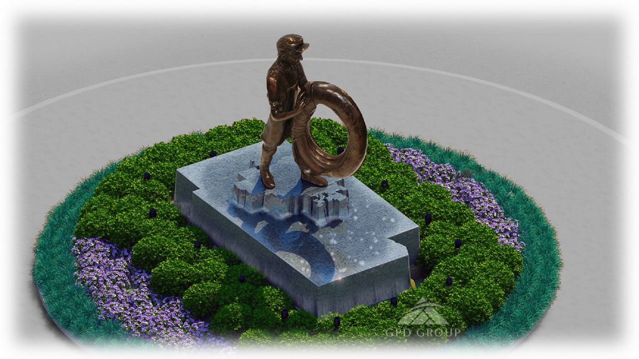 Rendering of the Akron Rubber Tire Worker statue