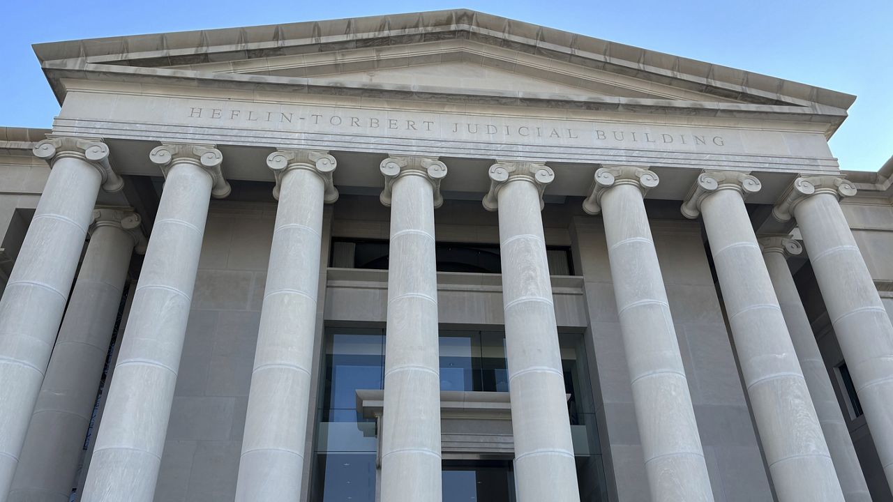 The exterior of the Alabama Supreme Court building in Montgomery, Ala., is shown Tuesday, Feb. 20, 2024. (AP Photo/Kim Chandler)