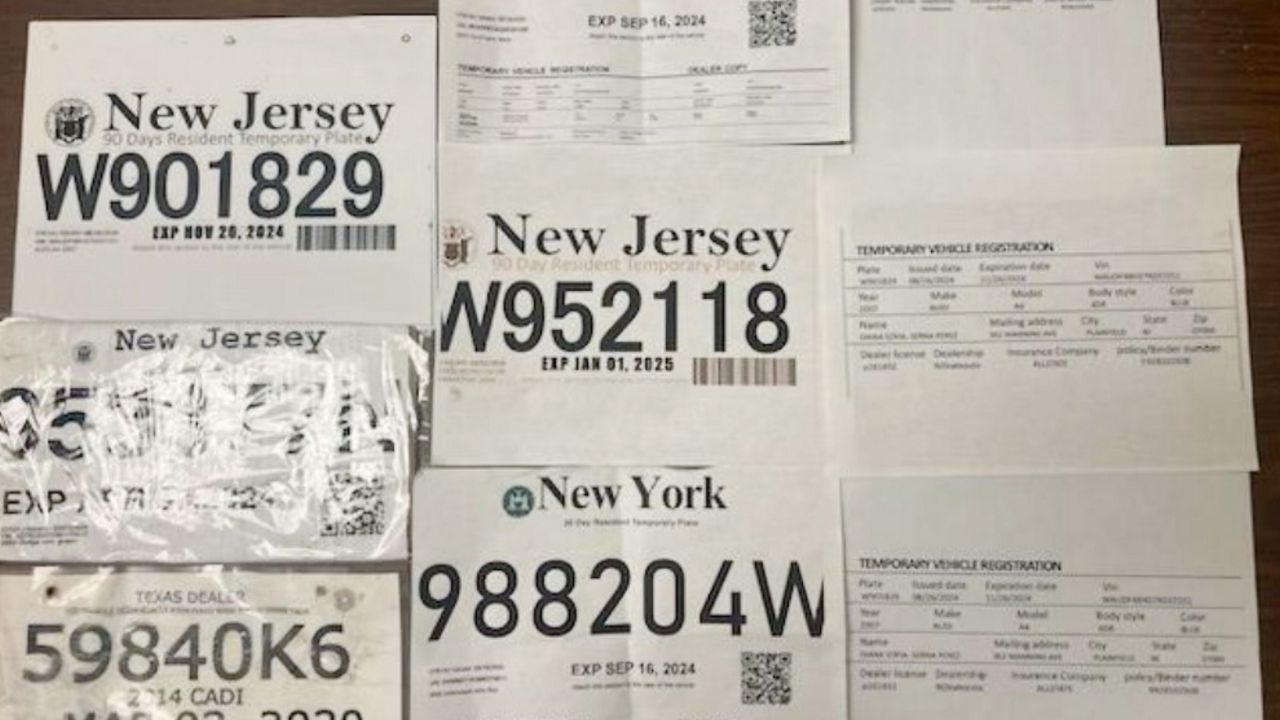 confiscated fake temporary license plates from new york and new jersey