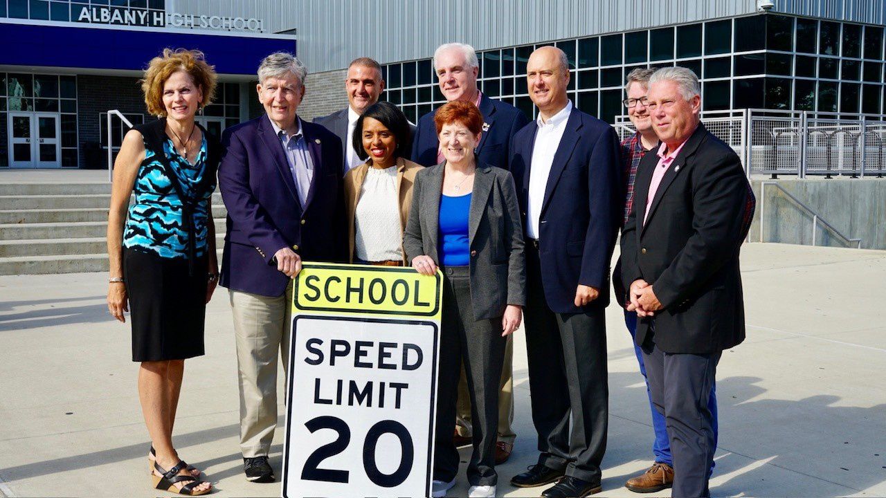 Albany’s first school zone speed cameras have now been activated. Mayor Kathy Sheehan was joined by local school, safety and elected officials on Friday, Sept. 6 for the announcement. (Courtesy of the City of Albany)