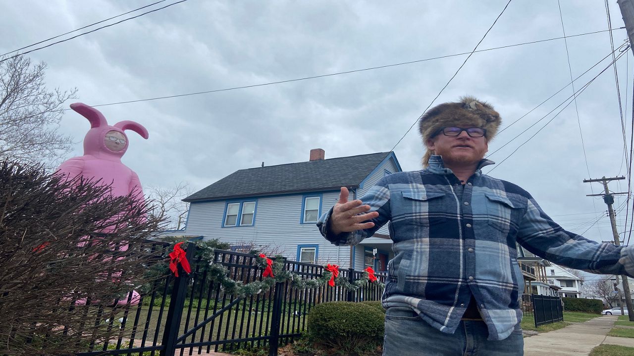 Zack Ward in front of the Christmas Story house