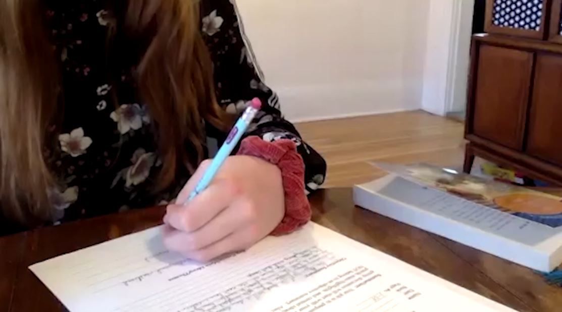 Photo of a student doing homework