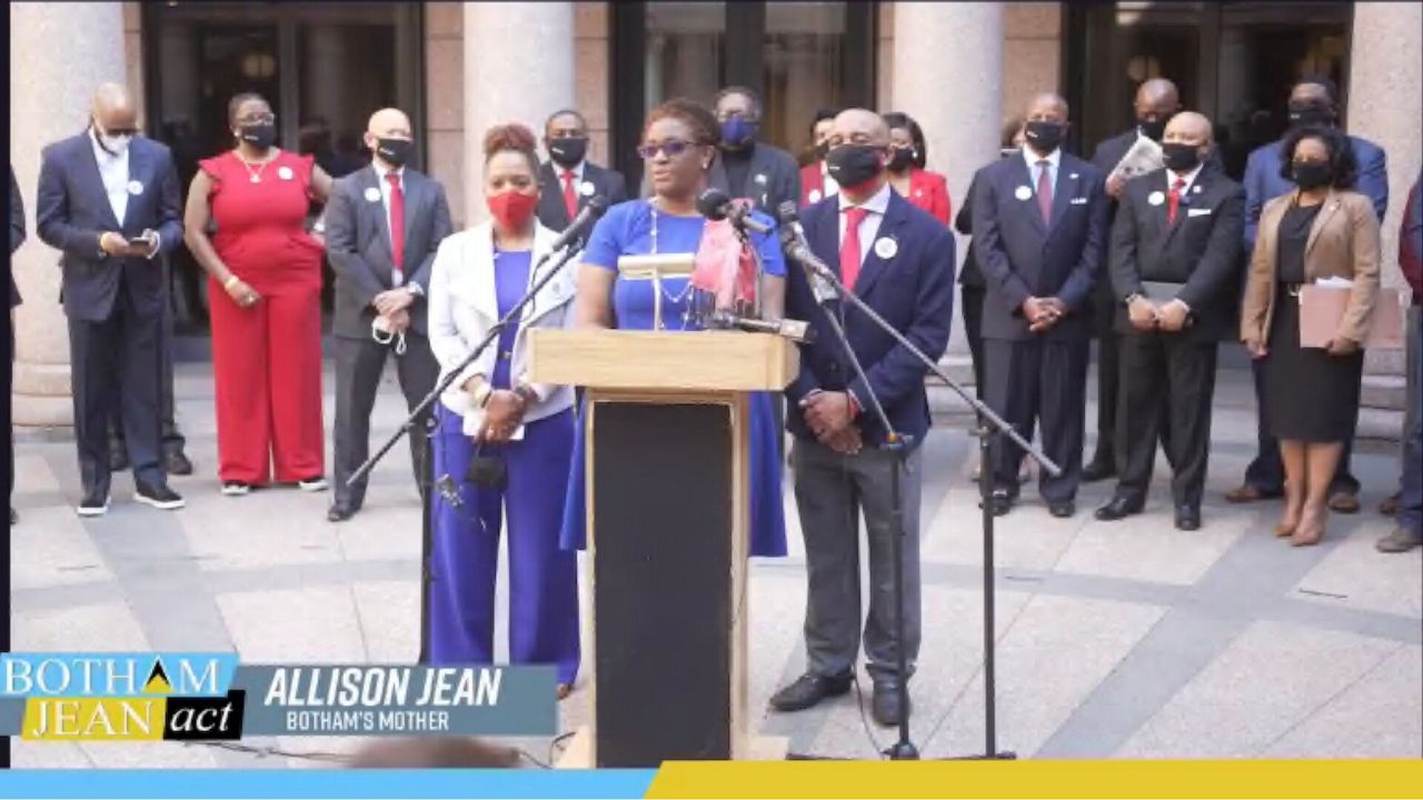 Allison Jean, Botham Jean's mother, spoke during a press conference about House Bill 929--- Bo's Law--- on Monday at the state's capitol. (Photo Source: Office of Rep. Carl Sherman, Sr.)