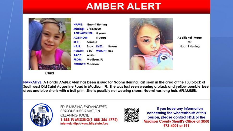 Fdle Missing 5 Year Old From Amber Alert Found Safe 9491