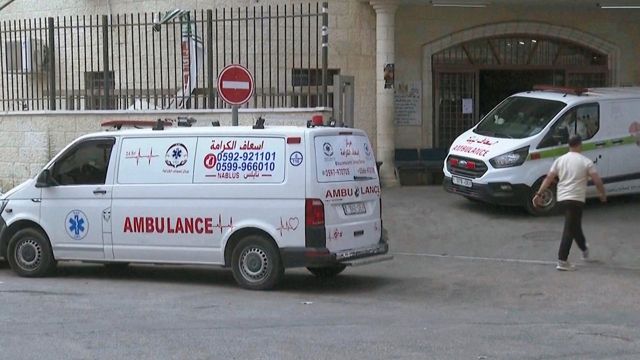 This image taken from an Associated Press video shows Rafidia Surgical Hospital, where Aysenur Ezgi Eygi was taken after she was fatally shot by Israeli soldiers, Sept. 6, 2024, in the West Bank city of Nablus. (AP Photo/Aref Tufaha)