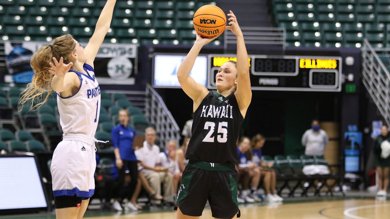 Amy Atwell moved into sole possession of second place on the Rainbow Wahine career 3-point list at UNLV on Tuesday.