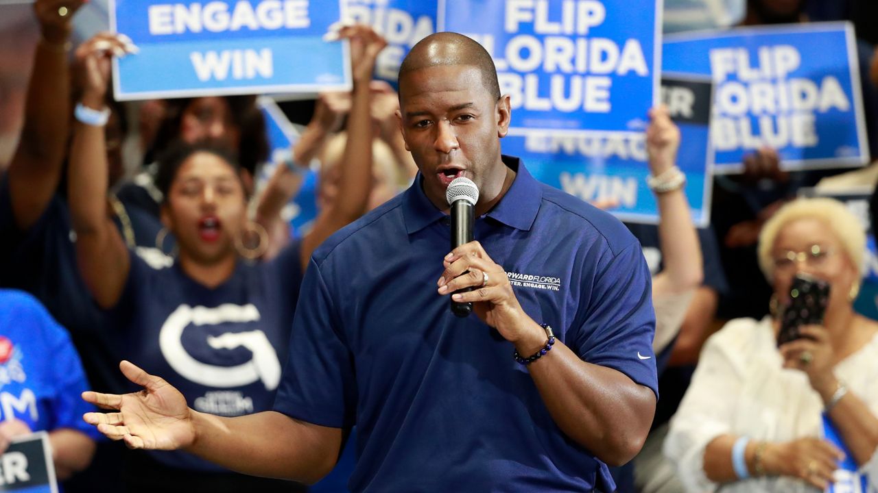 Andrew Gillum was acquitted of lying to undercover FBI agents posing as developers who paid for a 2016 trip he took with his brother to New York, which included hotel rooms, meals, a boat tour and a ticket to the hit Broadway show “Hamilton.” (AP File Photo)