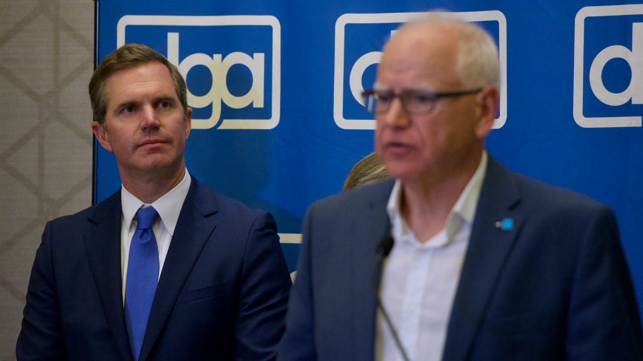 Kentucky Gov. Andy Beshear, chair of the Democratic Governors Association, was joined by Minnesota Gov. Tim Walz and the Democratic leaders of Washington, Delaware and Kansas. Their remarks came one day after President Donald Trump told supporters in Dallas he would
