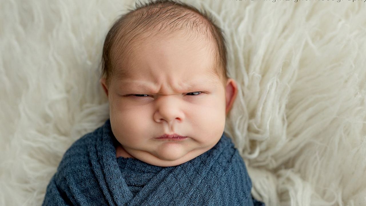 ‘Angry baby’ goes viral after newborn pictures