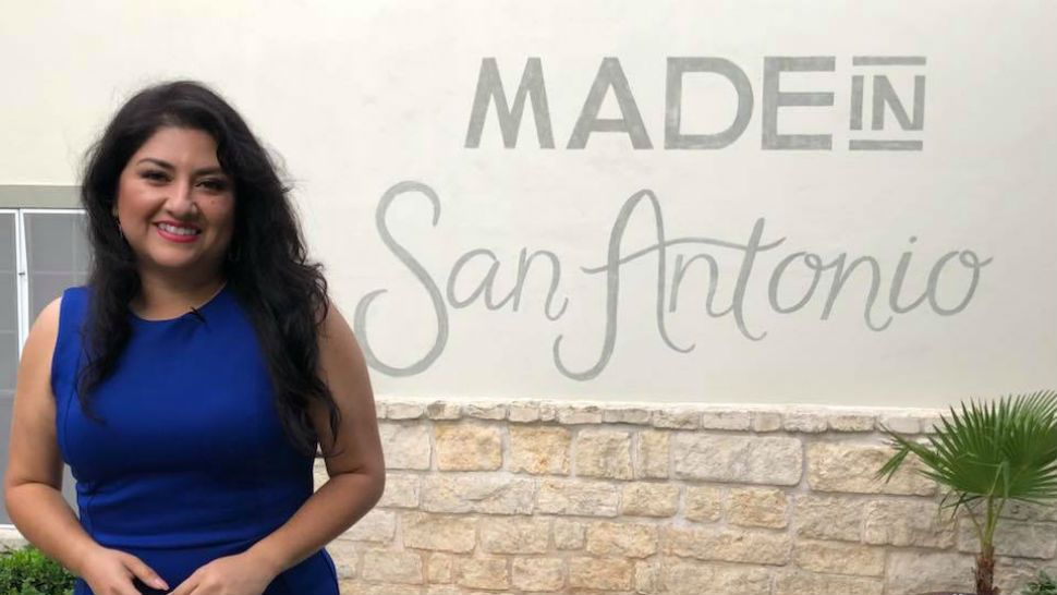 Native San Antonioian and Spectrum News reporter Annette Garcia standing in front of the “Made in San Antonio” mural. (Annette Garcia)
