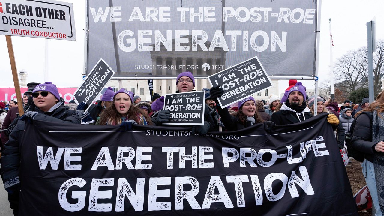 Anti-abortion activists march outside of the U.S. Supreme Court during the March for Life in Washington on Jan. 21. (AP Photo/Jose Luis Magana)