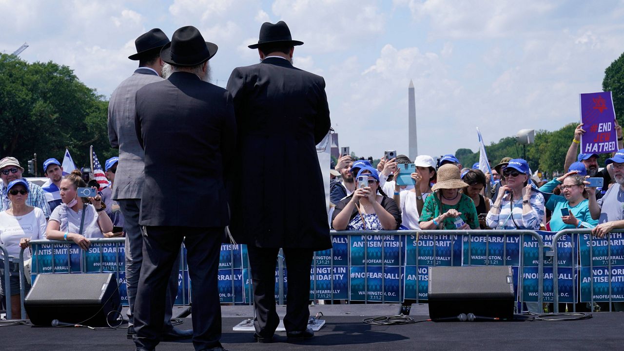 People attend the "No Fear: Rally in Solidarity with the Jewish People" event in Washington, D.C., on July 11, 2021. (AP Photo/Susan Walsh, File)