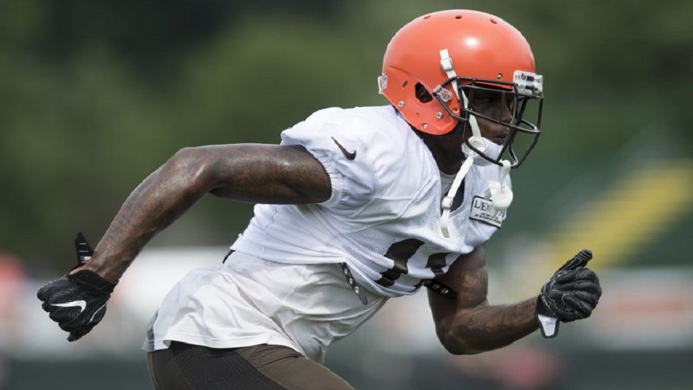 Cleveland Browns wide receiver Antonio Callaway runns a route during NFL football training camp, in Berea, Ohio. (AP Photo/Ken Blaze)