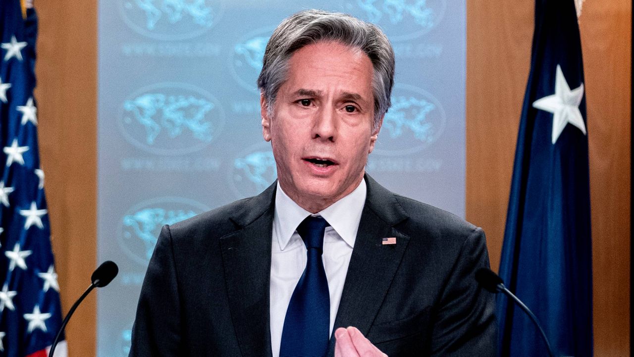 Secretary of State Antony Blinken speaks Jan. 7 in the briefing room of the State Department in Washington. (AP Photo/Andrew Harnik, Pool)