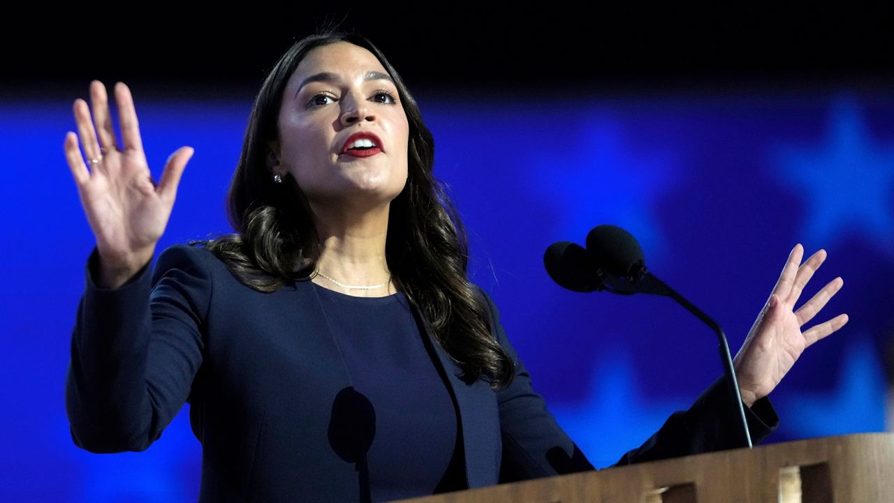 U.S. Rep. Alexandria Ocasio-Cortez on Wednesday called on New York City Mayor Eric Adams to resign. (AP Photo/Paul Sancya, File)