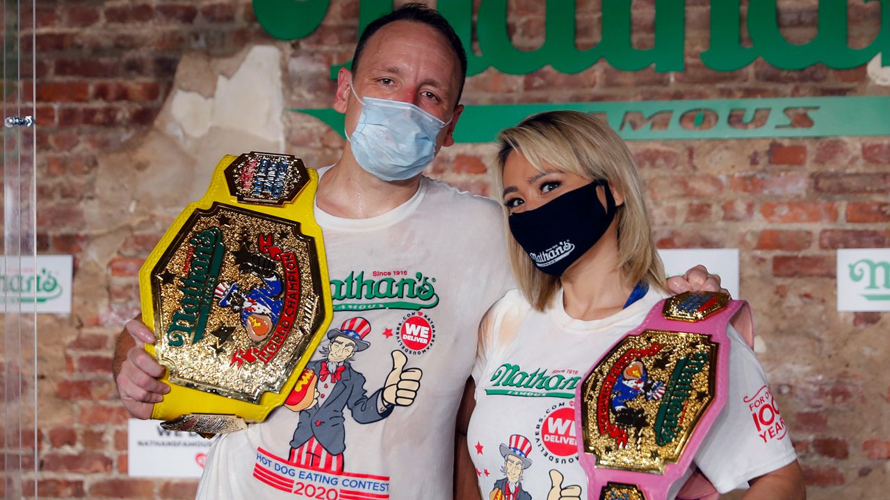 Nathan's Hot Dog Eating Contest 2020 Joey Chestnut Miki Sudo