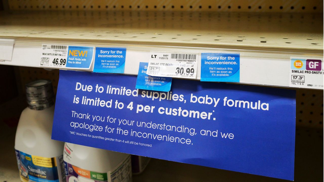 Store sticker limiting customer purchases of baby formula in this file photo. (AP)