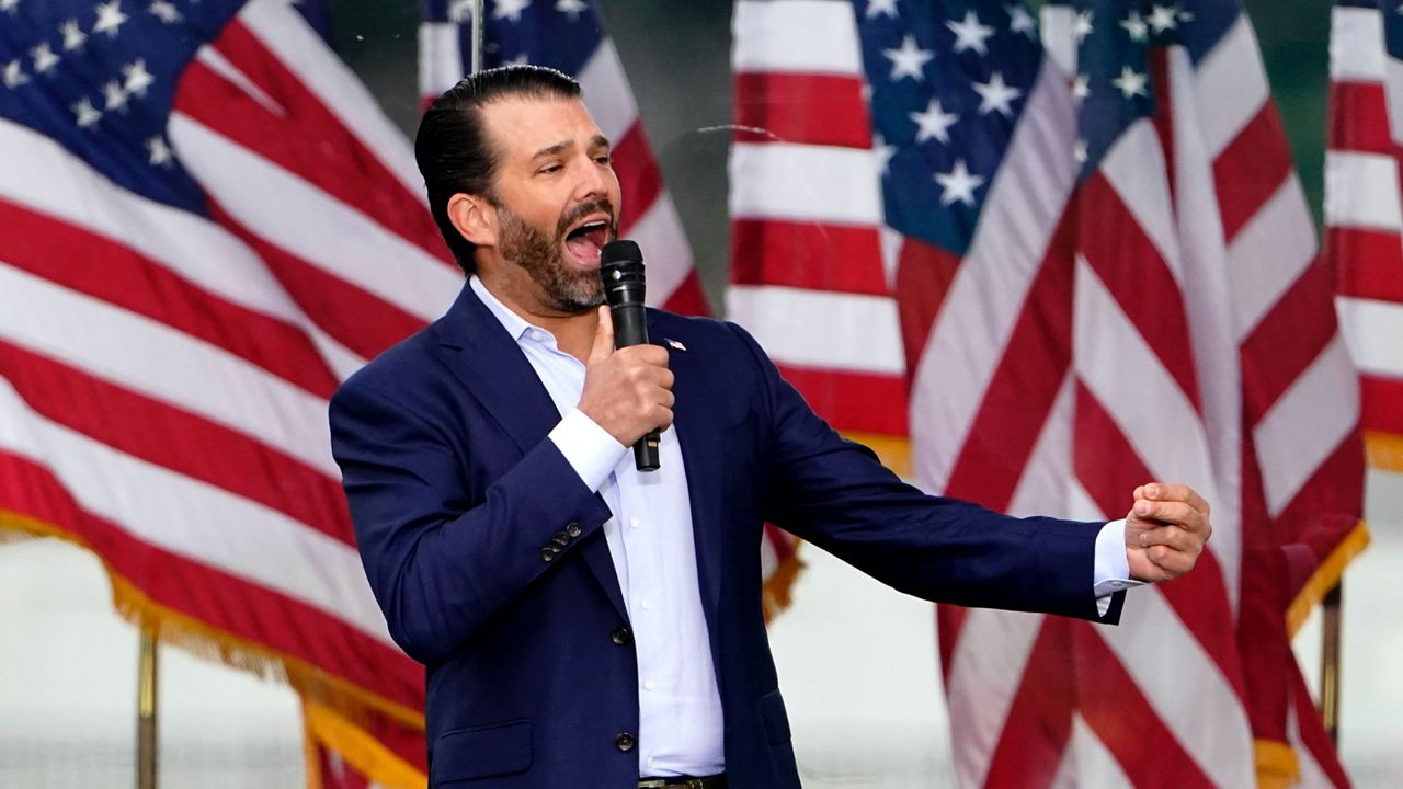 Donald Trump Jr. speaks at a rally in support of President Donald Trump on Jan. 6, 2021, in Washington. (AP Photo/Jacquelyn Martin, File)