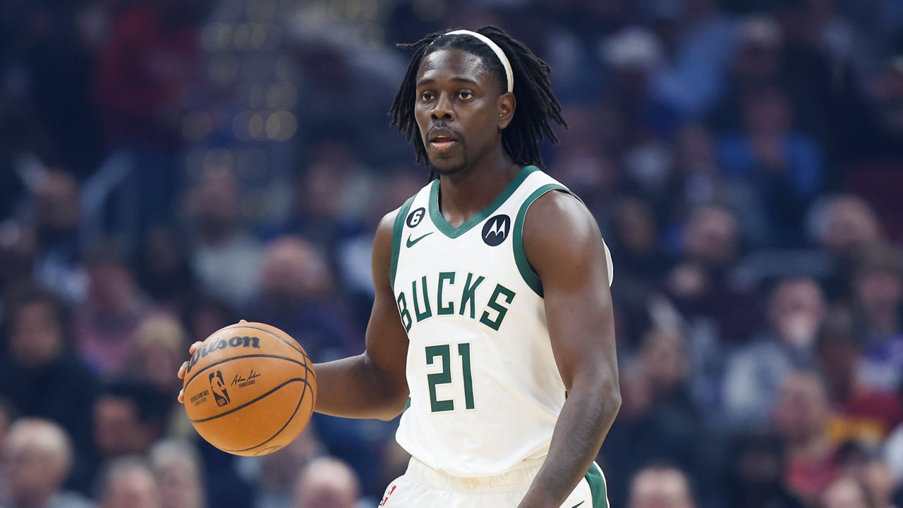 Milwaukee Bucks guard Jrue Holiday, who is  being traded to the Boston Celtics, a person with knowledge of the agreement said Sunday, Oct. 1, a move that comes just four days after being sent to the Portland Trail Blazers in the deal that sent Damian Lillard to the Bucks. (AP/File)