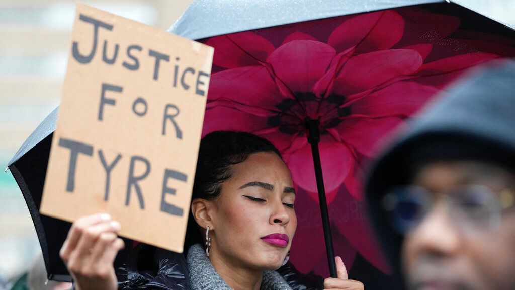 Protesters march Saturday, Jan. 28, 2023, in Memphis, Tenn., over the death of Tyre Nichols, who died after being beaten by Memphis police. (AP Photo/Gerald Herbert)