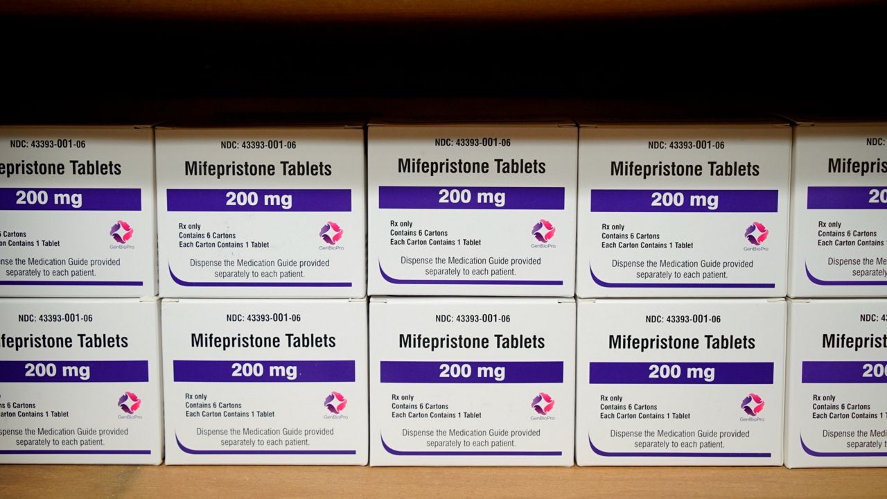 Mifepristone, pictured here, blocks a hormone needed for pregnancy to continue, according to the FDA. “To inappropriately categorize mifepristone along with other riskier drugs will serve to deter and restrict people who have a right to end a pregnancy through this extremely safe medication,” Maine Attorney General Aaron Frey said. (AP file photo)