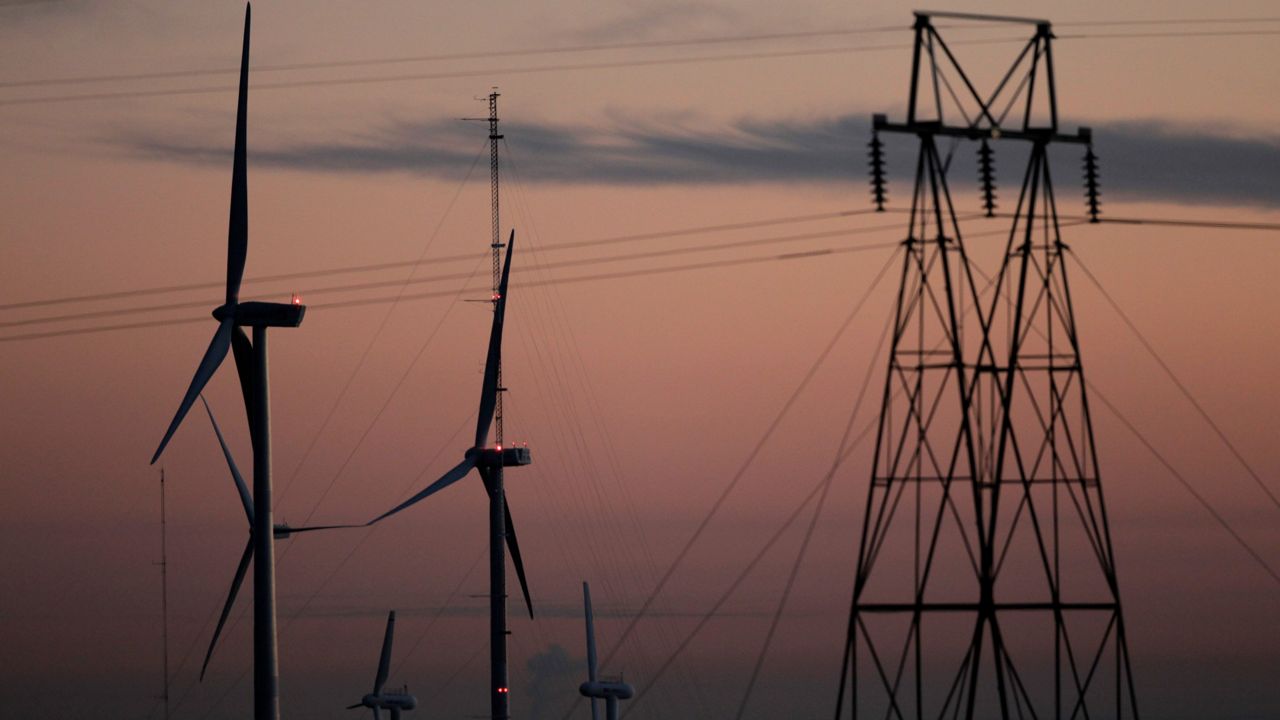 electric lines and turbines