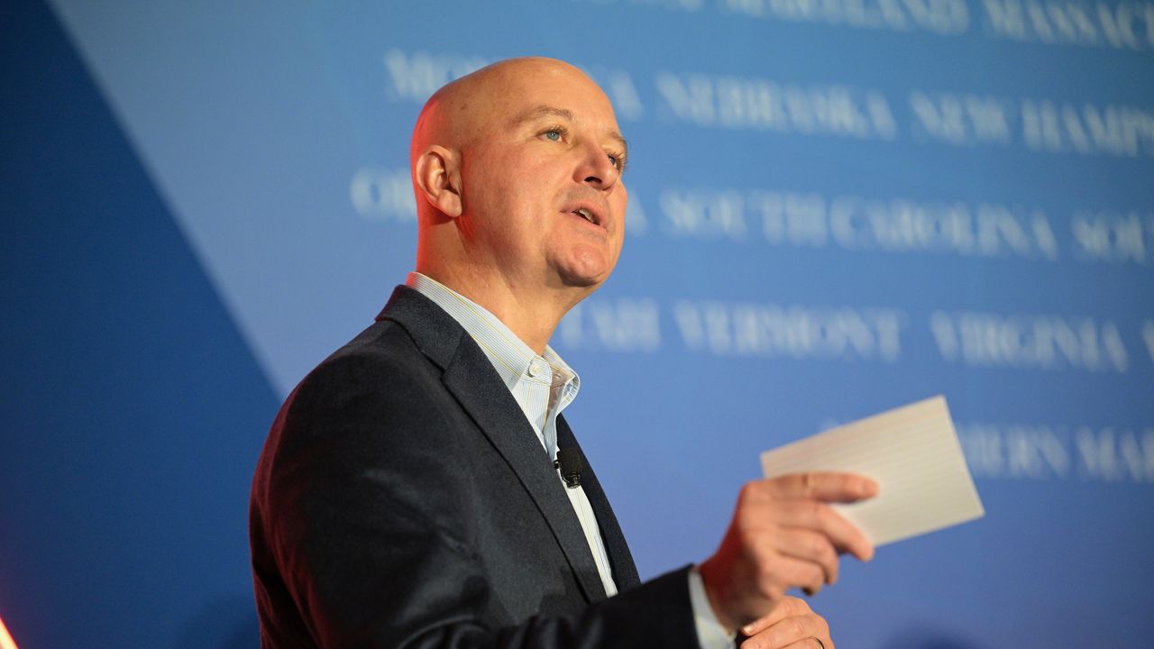Nebraska Gov. Pete Ricketts takes part in a panel discussion during a Republican Governors Association conference on Nov. 15, 2022, in Orlando, Fla. (AP Photo/Phelan M. Ebenhack)