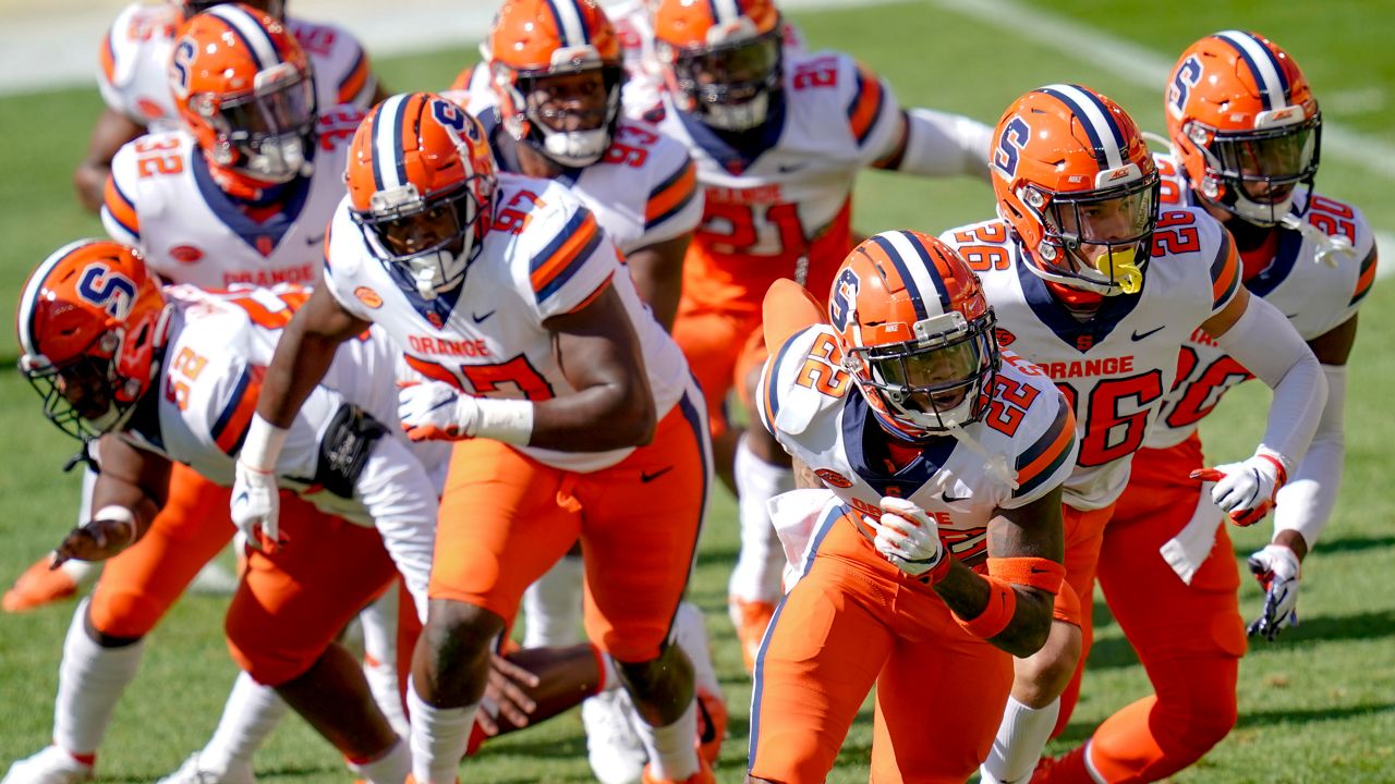 The Syracuse football team will open the 2021 season with a night game, one of three prime time kickoffs revealed by the ACC on Thursday. (AP Photo)