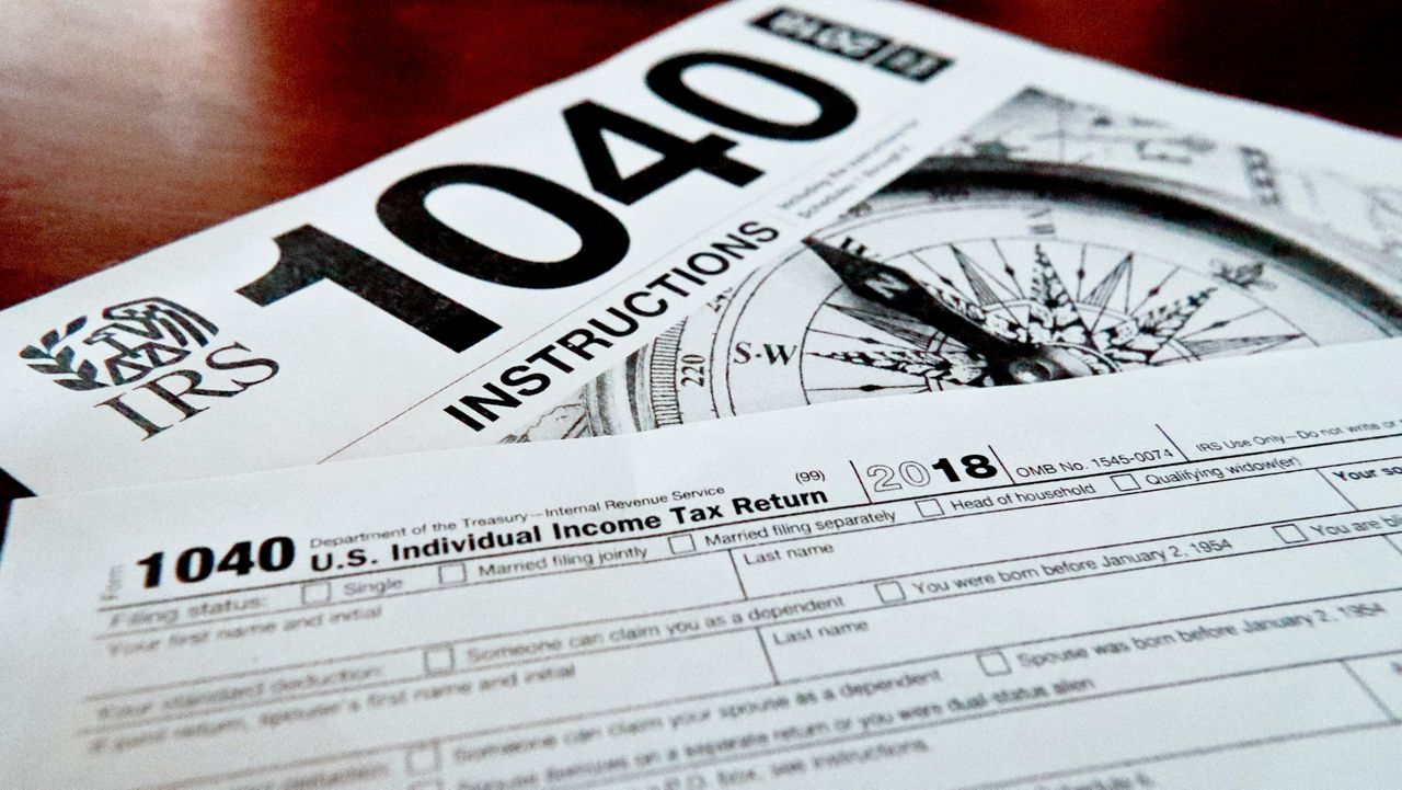 Internal Revenue Service taxes forms are seen on Feb. 13, 2019. (AP Photo/Keith Srakocic, File)