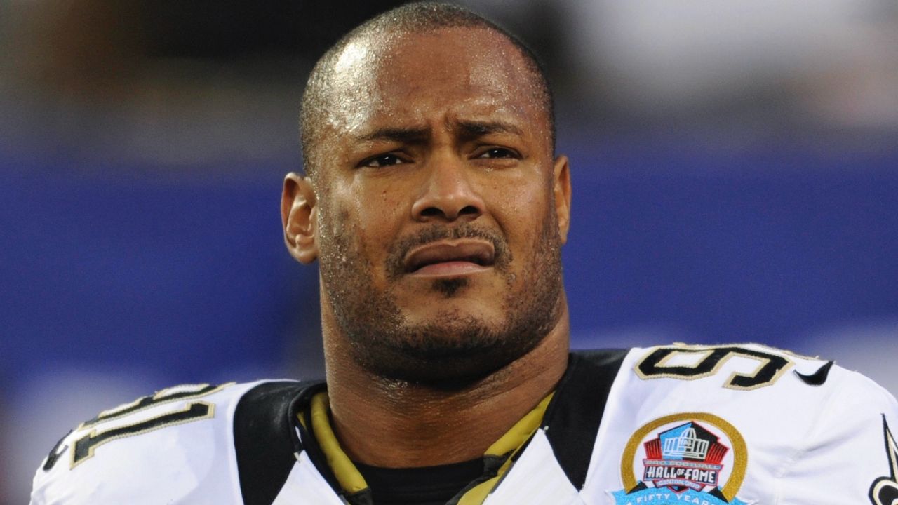 New Orleans Saints defensive end Will Smith appears before an NFL football game against the New York Giants in 2012. (AP Photo/Bill Kostroun, File)