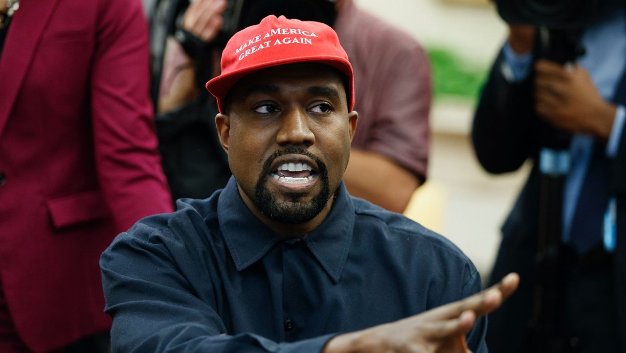 Rapper Kanye West speaks during a meeting in the Oval Office of the White House with President Donald Trump, Thursday, Oct. 11, 2018, in Washington. (AP Photo/Evan Vucci, File)
