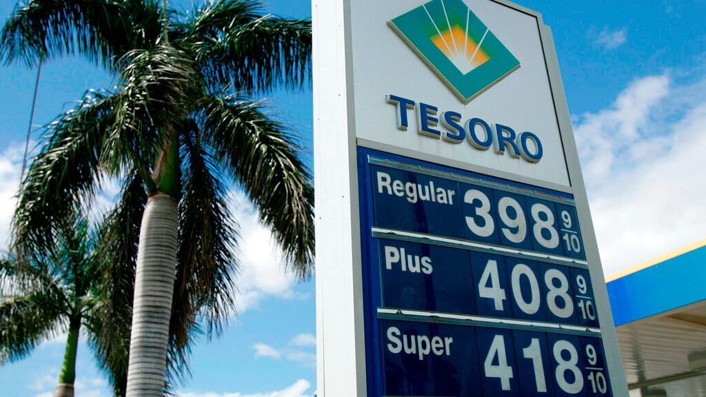 A gas station displays its prices on Tuesday, March 11, 2008, in Kahului, Hawaii. (AP Photo/Hugh E. Gentry)