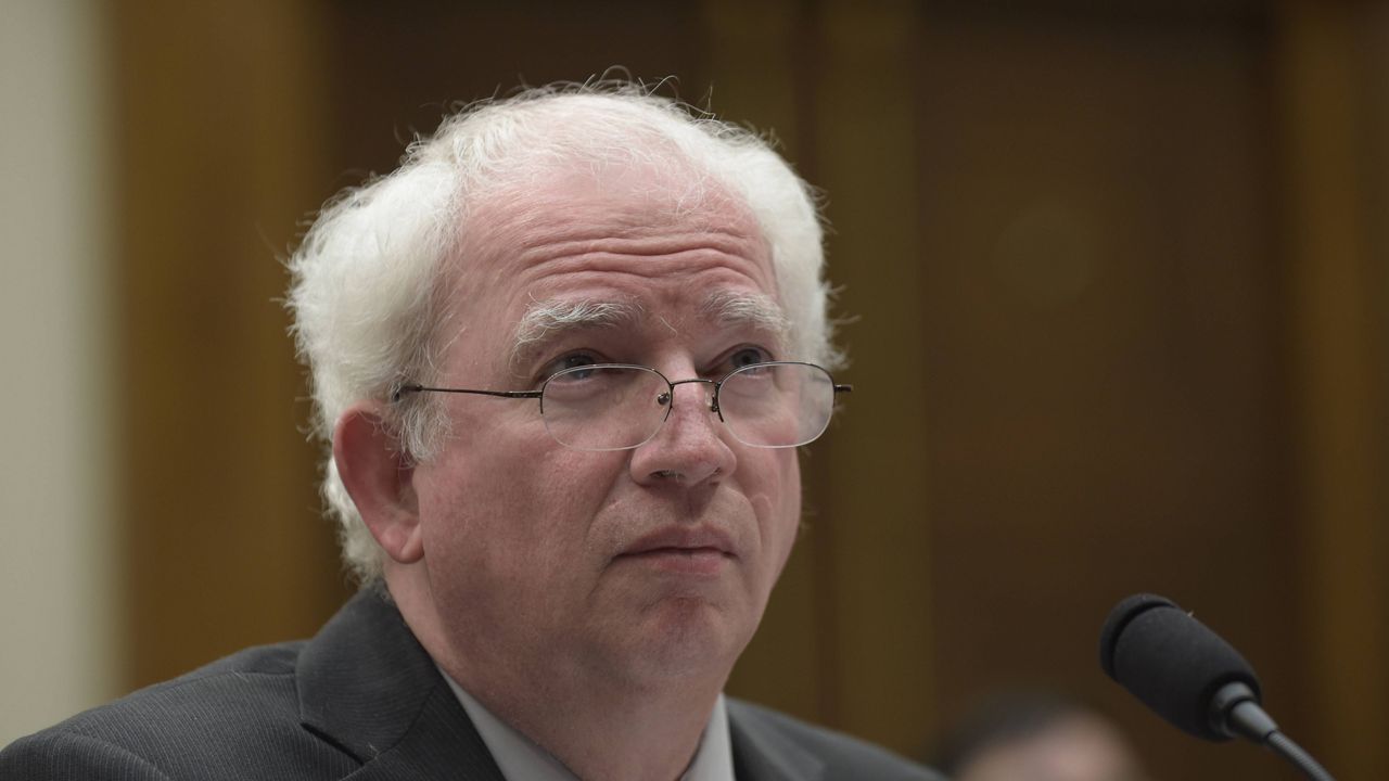 Chapman School of Law professor John Eastman testifies on Capitol Hill in Washington, Thursday, March 16, 2017, at a House Justice subcommittee on Courts, Intellectual Property and the Internet hearing on restructuring the U.S. Court of Appeals for the Ninth Circuit. (AP Photo/Susan Walsh)