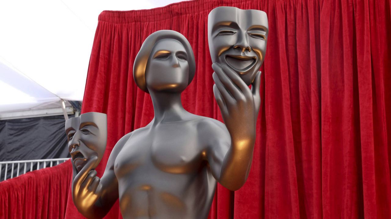 SAG statues appear on the red carpet at the 24th annual Screen Actors Guild Awards at the Shrine Auditorium & Expo Hall on Jan. 21, 2018, in Los Angeles. (Photo by Matt Sayles/Invision/AP)