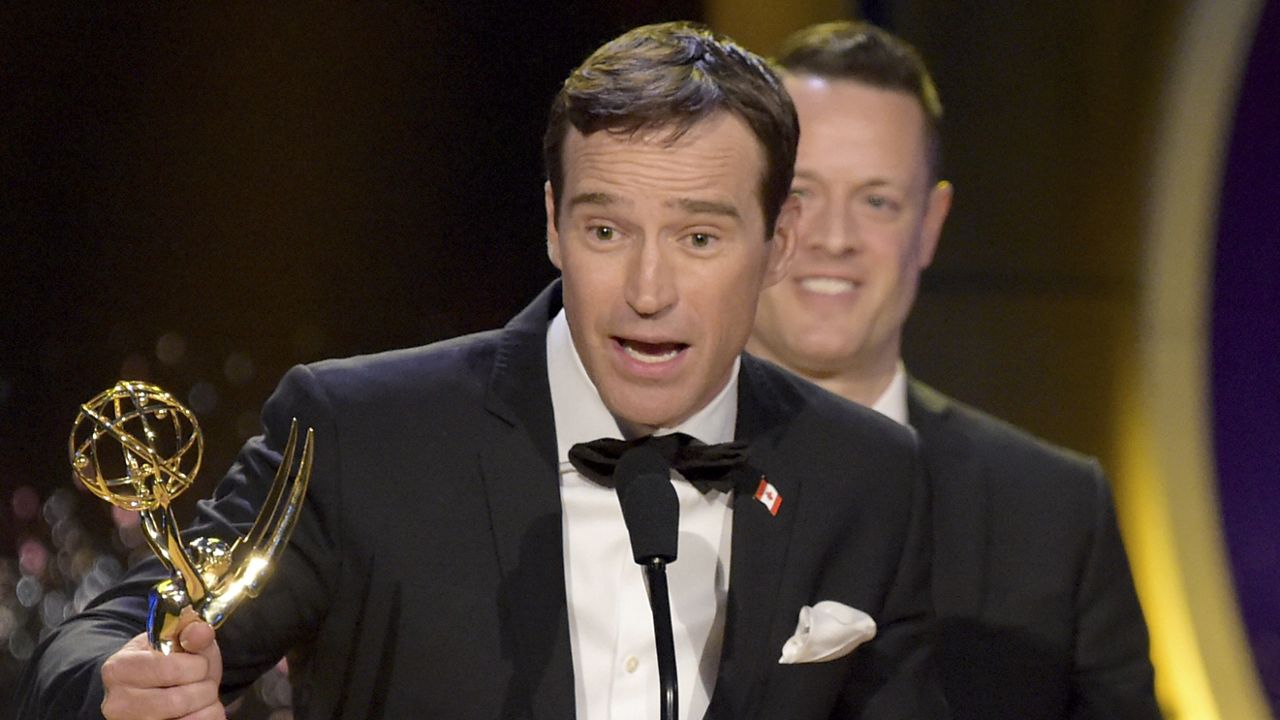 Mike Richards accepts the award for outstanding game show for "The Price is Right" at the 45th annual Daytime Emmy Awards at the Pasadena Civic Center on Sunday, April 29, 2018, in Pasadena, Calif. (Photo by Richard Shotwell/Invision/AP)