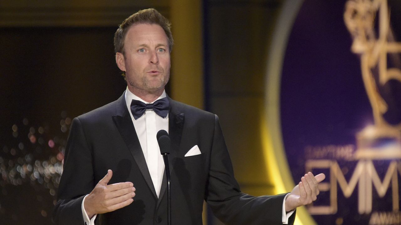 Chris Harrison presents the award for outstanding entertainment talk show host at the 45th annual Daytime Emmy Awards at the Pasadena Civic Center on Sunday, April 29, 2018, in Pasadena, Calif. (Photo by Richard Shotwell/Invision/AP)