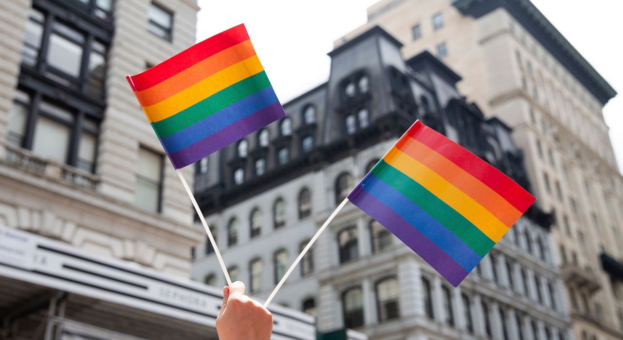 Pride flags. (AP Photo/Steve Luciano)