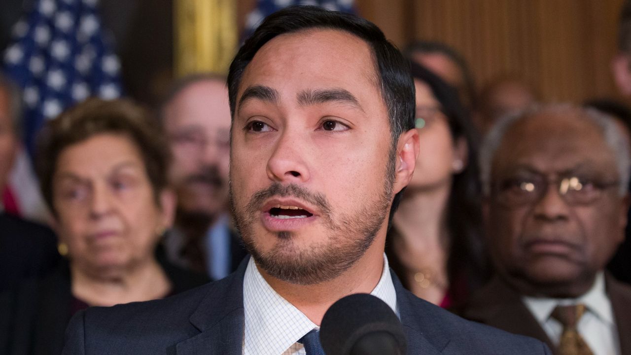 Rep. Joaquin Castro, D-Texas, speaks about a resolution to block President Donald Trump's emergency border security declaration on Capitol Hill, Monday, Feb. 25, 2019 in Washington. (AP photo)