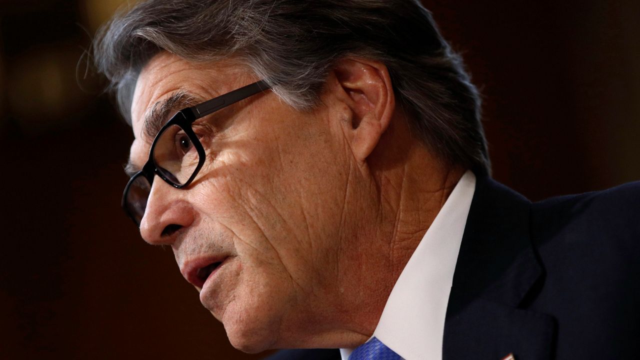 Former Energy Secretary Rick Perry testifies before the Senate Energy and Natural Resources Committee, Tuesday, April 2, 2019. (AP Photo/Patrick Semansky)