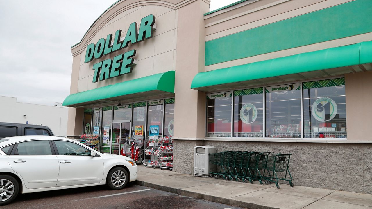 A sign is displayed a Dollar Tree store in Richland, Miss., Tuesday, Nov. 26, 2019. (AP Photo/Rogelio V. Solis)